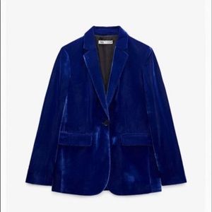 Zara blue velvet suit! Includes blazer and pants